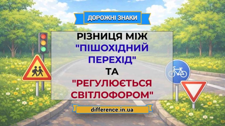 Різниця між _Пішохідний перехід_ та _Регулюється світлофором_