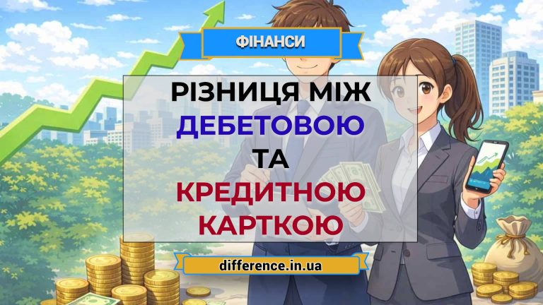 Різниця між дебетовою та кредитною карткою