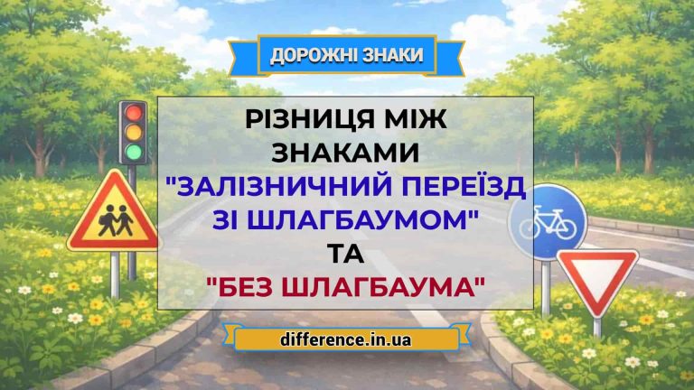 Різниця між знаками _Залізничний переїзд зі шлагбаумом_ та _без шлагбаума_
