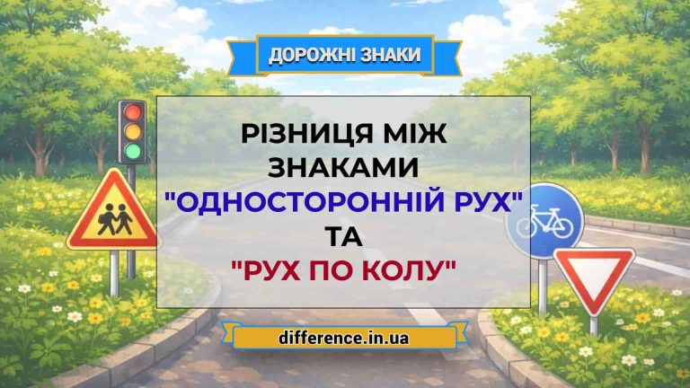 Різниця між знаками _Односторонній рух_ та _Рух по колу_