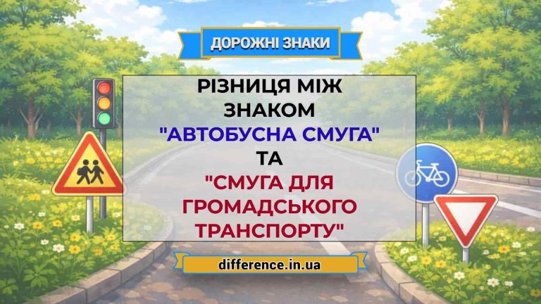 Різниця між знаком _Автобусна смуга_ та _Смуга для громадського транспорту_