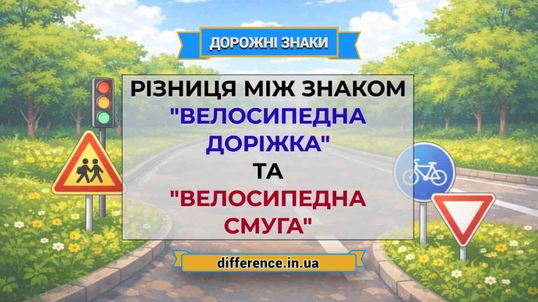 Різниця між знаком _Велосипедна доріжка_ та _Велосипедна смуга_