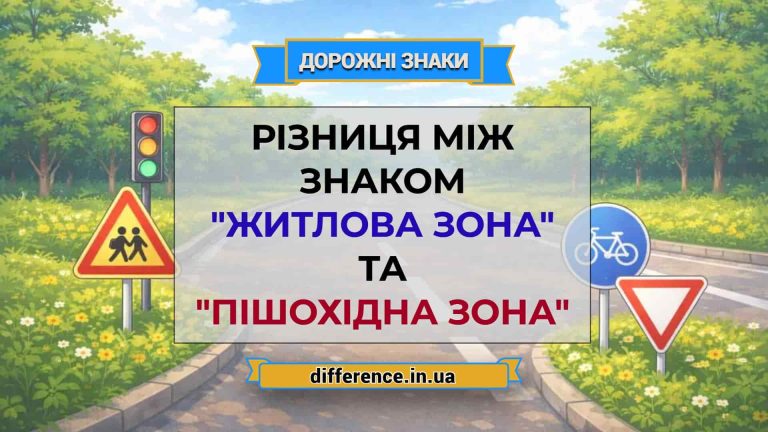 Різниця між знаком _Житлова зона_ та _Пішохідна зона_