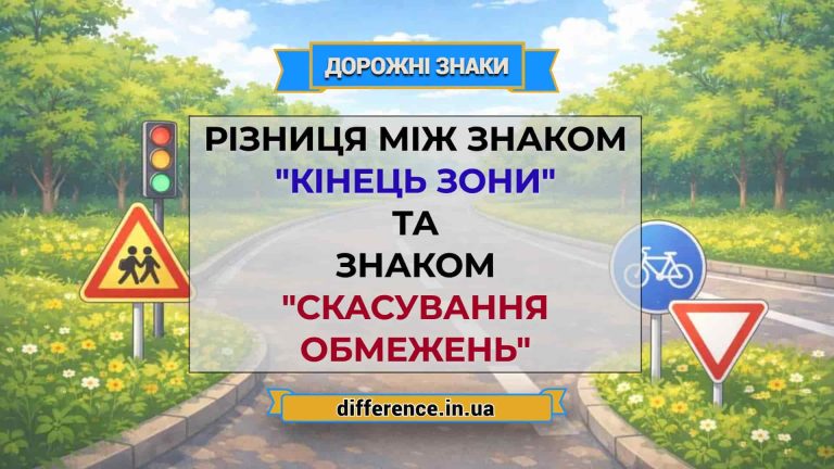 Різниця між знаком _Кінець зони_ та знаком _Скасування обмежень_