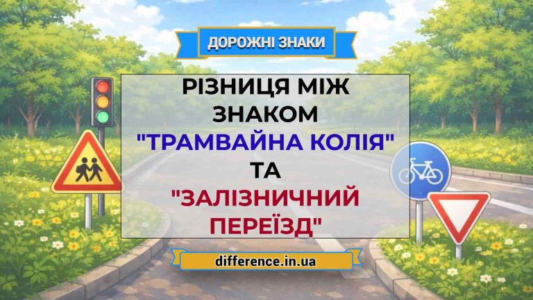 Різниця між знаком _Трамвайна колія_ та _Залізничний переїзд_