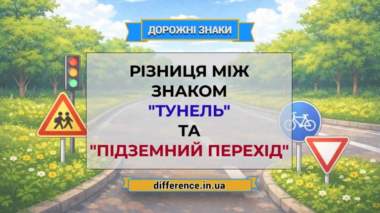 Різниця між знаком _Тунель_ та _Підземний перехід_