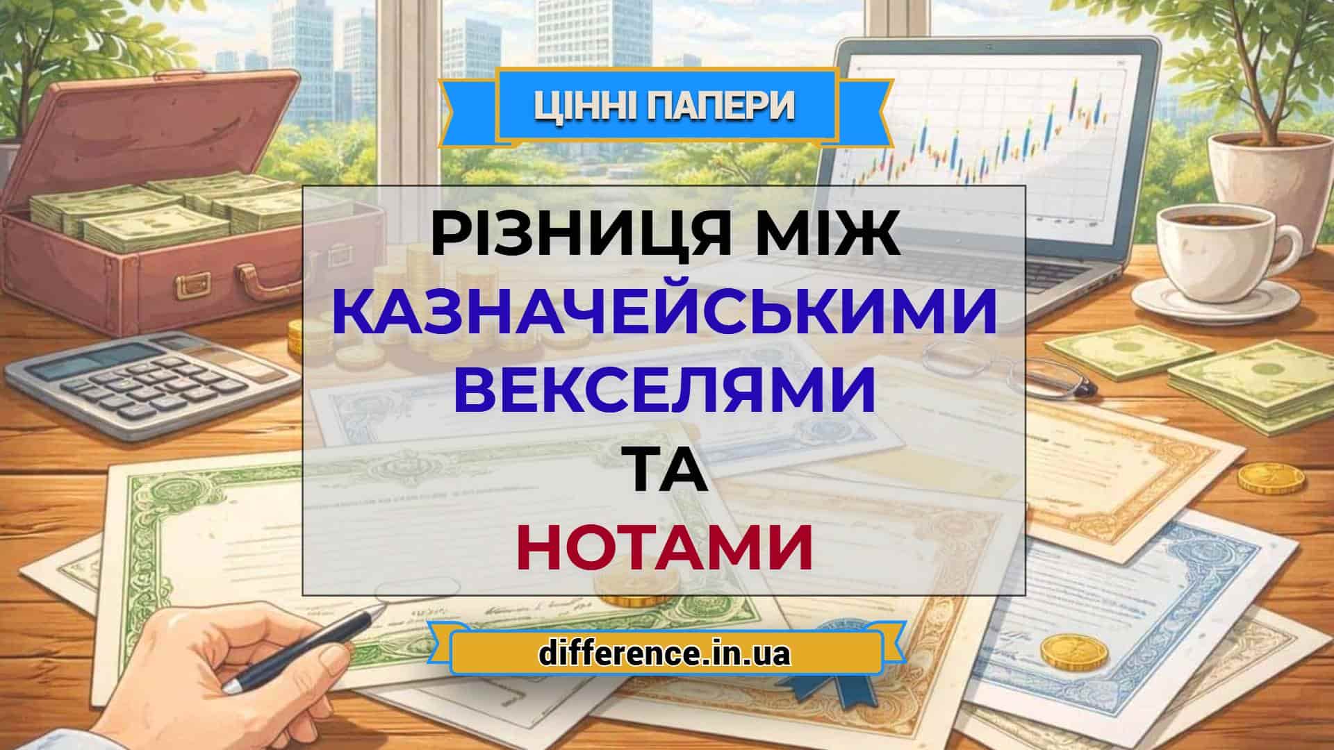 Різниця між казначейськими векселями та нотами