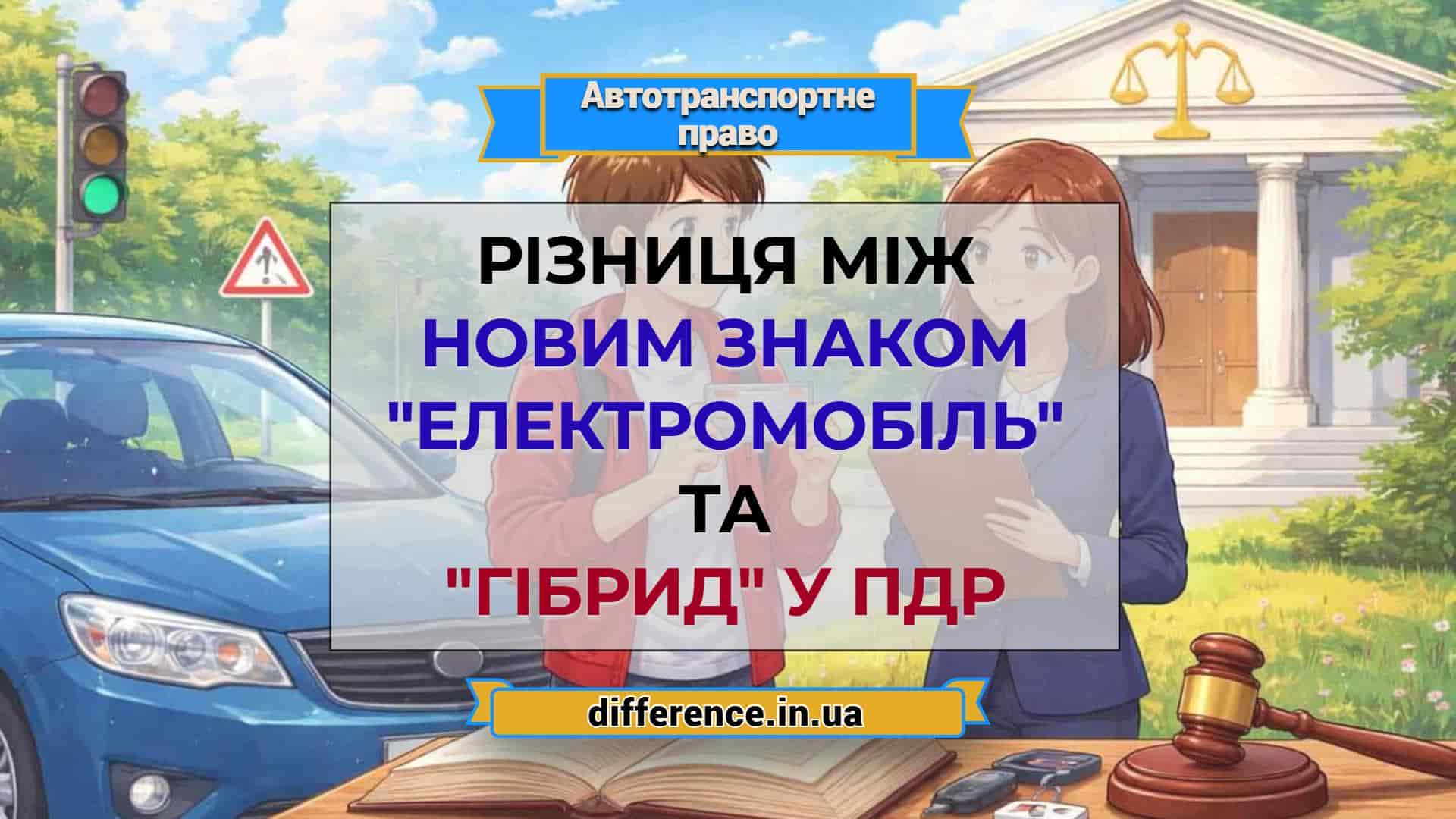Різниця між новим знаком _електромобіль_ та _гібрид_ у ПДР