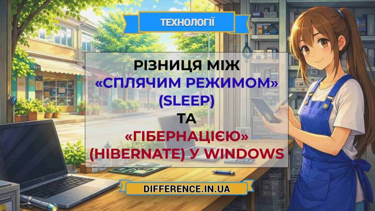 Різниця між «Сплячим режимом» (Sleep) та «Гібернацією» (Hibernate) у Windows