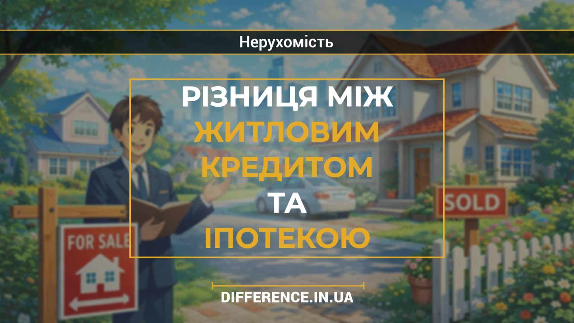 Різниця між житловим кредитом та іпотекою