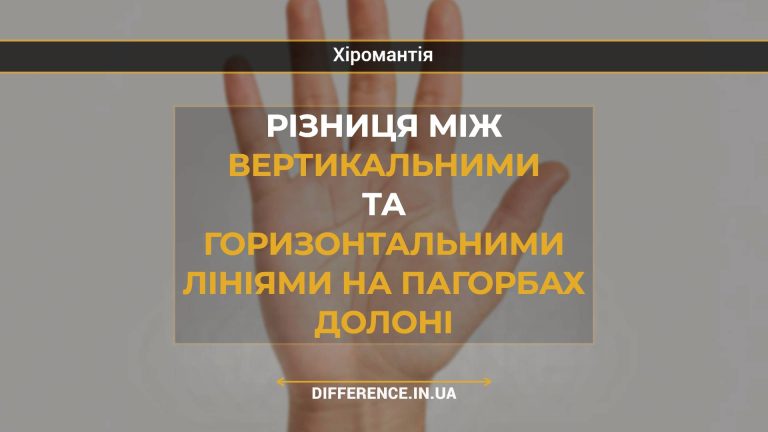 Різниця між вертикальними та горизонтальними лініями на пагорбах долоні