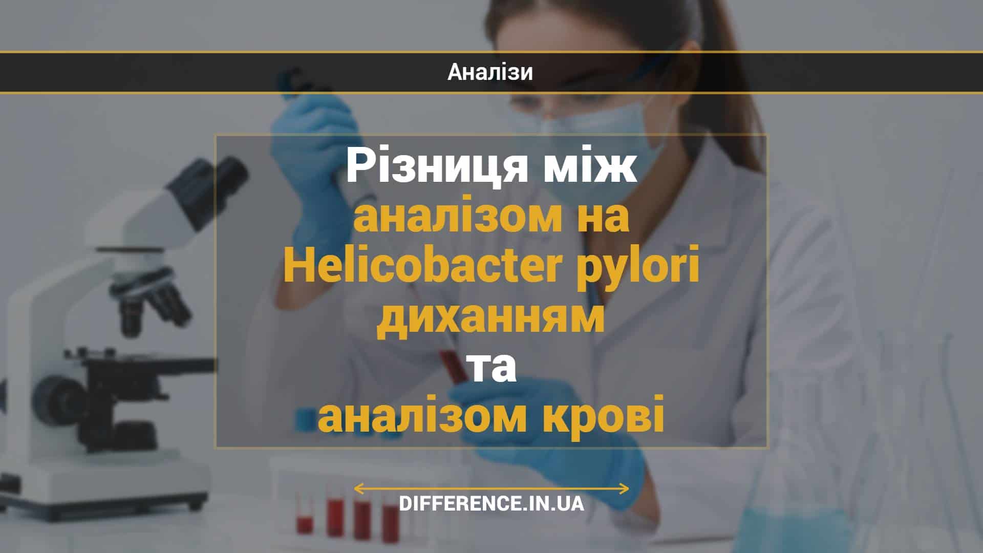 Різниця між аналізом на Helicobacter pylori диханням та аналізом крові