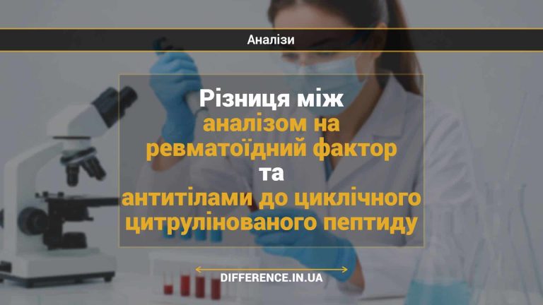 Різниця між аналізом на ревматоїдний фактор та антитілами до циклічного цитрулінованого пептиду