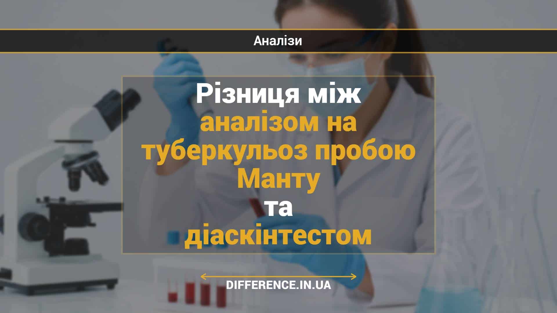 Різниця між аналізом на туберкульоз пробою Манту та діаскінтестом