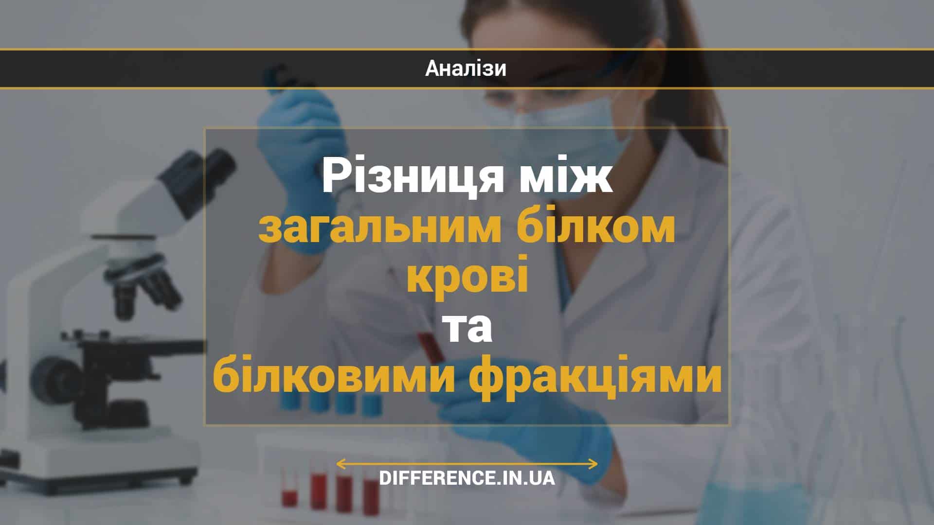 Різниця між загальним білком крові та білковими фракціями